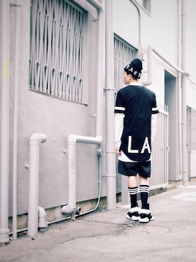 「RickOwens×adidas」｜「アイテム（ニットキャップ/ビーニー）」を使った、fukiageさん（メンズ・174cm）の春コーディネート