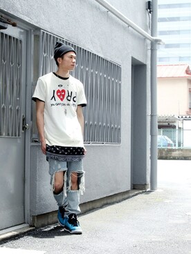 「UNIF（ユニフ）のアイテム（パンツ）」を使った、fukiageさん（メンズ・174cm）の夏コーディネート
