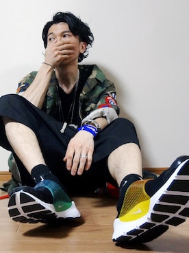 「OFF-WHITE」｜「アイテム（ミリタリージャケット）」を使った、fukiageさん（メンズ・174cm）の夏コーディネート