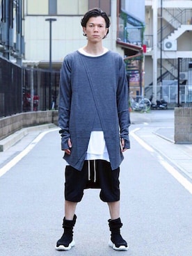 「RickOwens×adidas」｜「アイテム（ブーツ）」を使った、fukiageさん（メンズ・174cm）の秋コーディネート