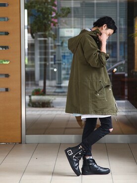 「UNIF（ユニフ）のアイテム（ミリタリージャケット）」を使った、fukiageさん（メンズ・174cm）の秋コーディネート