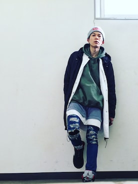 「STAMPD（スタンプド）のアイテム（ジャケット/アウター）」を使った、fukiageさん（メンズ・174cm）の冬コーディネート