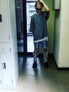 「WVM（ダブルヴイエム）のアイテム（デニムパンツ）」を使った、fukiageさん（メンズ・174cm）の夏コーディネート