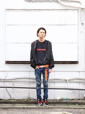 「UNIF（ユニフ）のアイテム（ミリタリージャケット）」を使った、fukiageさん（メンズ・174cm）の秋コーディネート