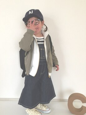 「abcd（ナシ）のアイテム（オールインワン・サロペット）」を使った、nami *さん（キッズ・80cm）の春コーディネート