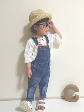 「刺繍」｜「アイテム（サロペット/オーバーオール）」を使った、nami *さん（キッズ・80cm）の春コーディネート
