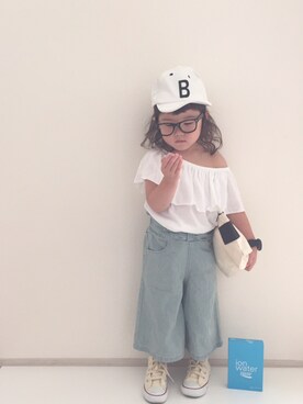 「ポカリコーデバトン」｜「アイテム（帽子）」を使った、nami *さん（キッズ・80cm）の夏コーディネート