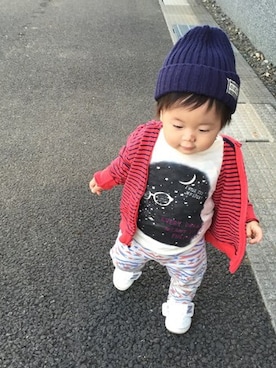 「Carter's（カーターズ）のアイテム（パーカー）」を使った、suuさん（キッズ・70cm）の秋コーディネート