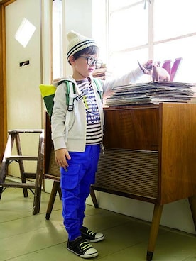 「アイテム（パーカー）」を使った、KPOfｆicialさん（キッズ・110cm）の冬コーディネート