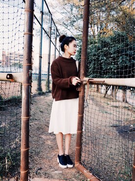 「アイテム（その他トップス、ブラウン系）」を使った、蔡弄弦さん（レディース・158cm）の冬コーディネート