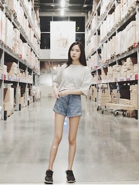 「Taobao」｜「NIKE（ナイキ）のアイテム」を使った、蔡弄弦さん（レディース・158cm）の夏コーディネート