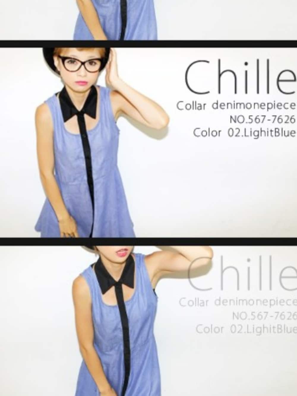 「Chille anapのワンピース（ワンピース、ブルー系）」を使った、長谷川あやさん（レディース・152cm）の春コーディネートの1枚目の写真