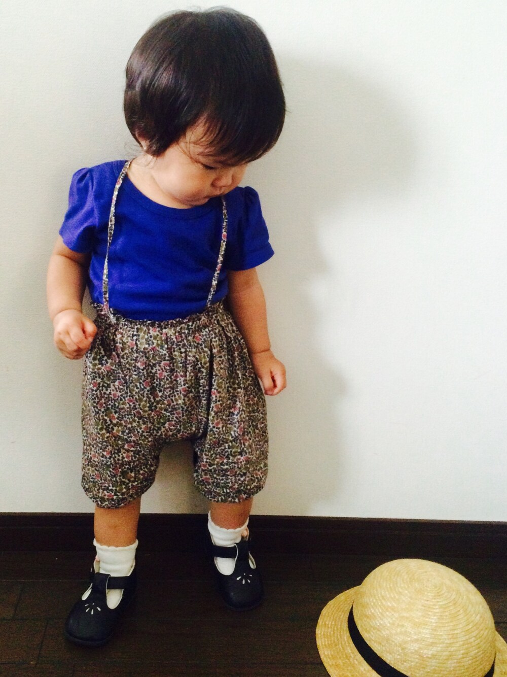 「LIBERTY、リバティ、1歳、プチバトー、handmade、familiar」｜「CLASKA Gallery & Shop "DO"のアイテム（帽子、ベージュ系）」を使った、nagiさん（キッズ・80cm）の夏コーディネートの1枚目の写真