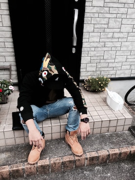 「A BATHING APE（アベイシングエイプ）のアイテム（マウンテンパーカー）」を使った、ゆうさん（メンズ・172cm）の秋コーディネート