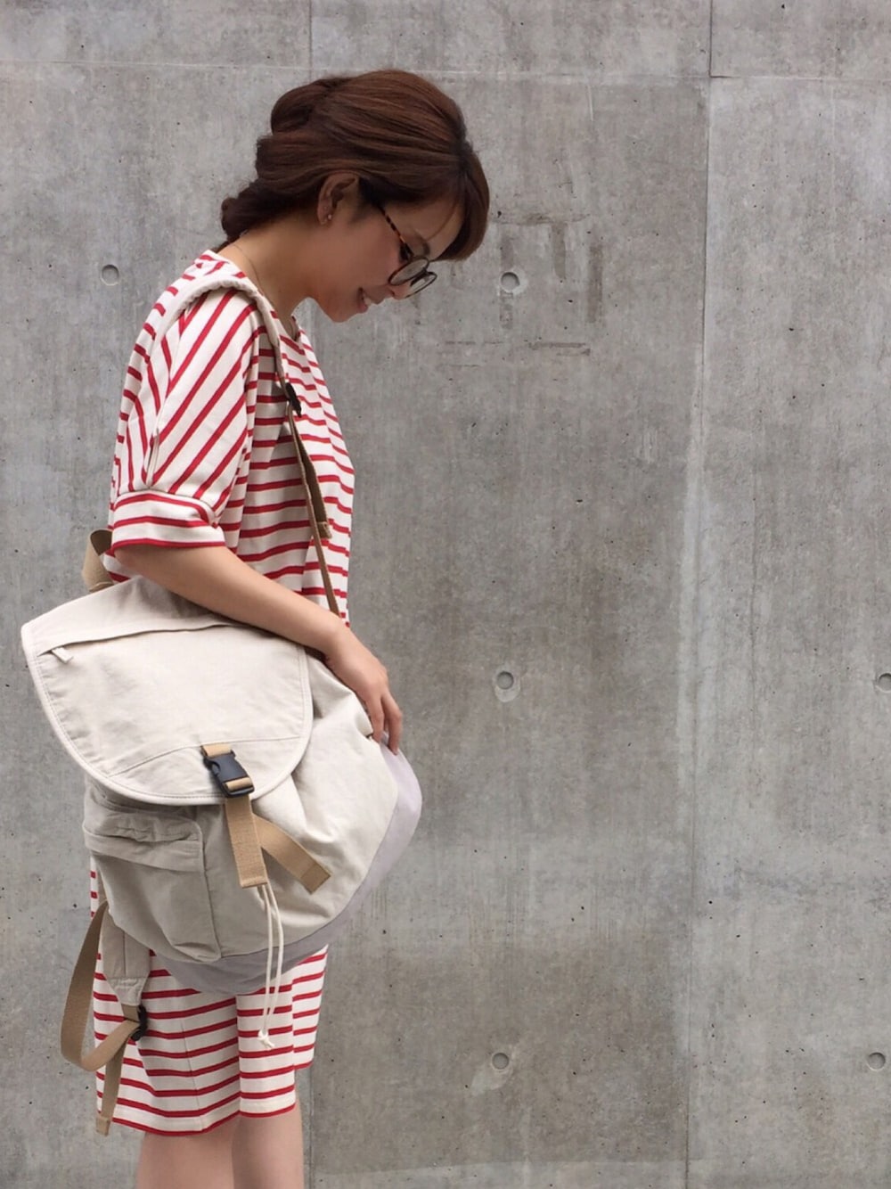 「conges payes ADIEU TRISTESSEのアイテム（ワンピース、レッド系）」を使った、MIDIさん（レディース・158cm）の夏コーディネートの1枚目の写真