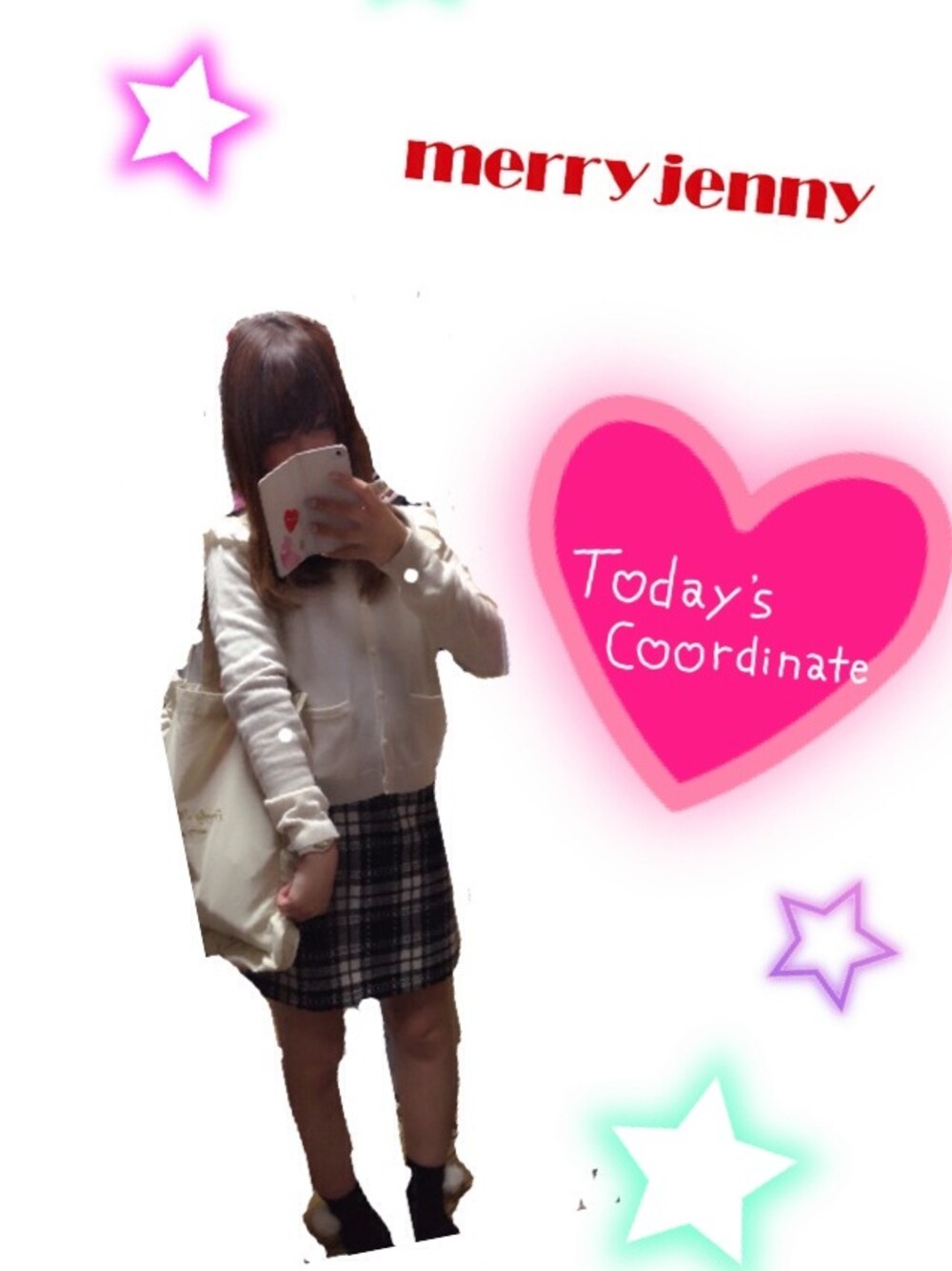 「merryjenny、merry jenny、メリージェニー、WEGO」｜「merry jennyのｼｮﾙﾀﾞｰﾌﾘﾙｶｰﾃﾞｨｶﾞﾝ（カーディガン/ボレロ、ホワイト系）」を使った、めぴさん（レディース・152cm）の秋コーディネートの1枚目の写真