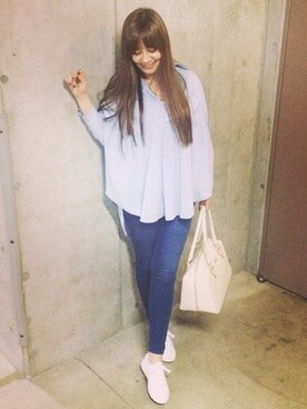 「ブルー x ホワイト」｜ERIKA AIKOさん（レディース・163cm）の春コーディネート