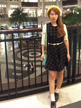 「TAIPEI」｜「アイテム（ハンチング/ベレー帽）」を使った、LizzyTsaoさん（レディース・158cm）の秋コーディネート