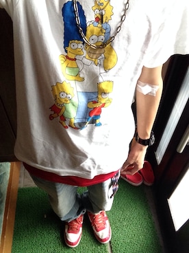 「UNIQLO Tシャツ」｜「アイテム（腕時計）」を使った、飯田  拓也さん（メンズ・179cm）の夏コーディネート