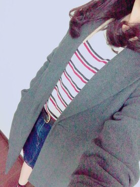 「アイテム（デニムスカート、ブルー系）」を使った、ここあさん（レディース・170cm）の冬コーディネート