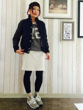 「フリーススカート」｜ARAI SATOMIさん（レディース・163cm）の冬コーディネート