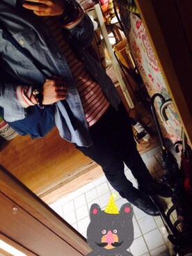 「earth music&ecology（アースミュージックアンドエコロジー）のアイテム（Tシャツ/カットソー、レッド系）」を使った、ま  り  ✡.さん（レディース・151cm）の春コーディネート