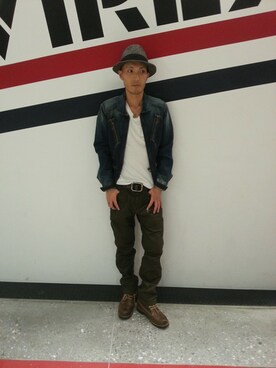 「TYPE BLUE（タイプブルー）のアイテム（デニムジャケット）」を使った、YOSHI☆LAWさん（メンズ・173cm）の秋コーディネート