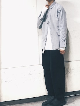 「BLACK&BLUE（ブラックアンドブルー）のアイテム（パンツ）」を使った、coさん（メンズ・173cm）の秋コーディネート