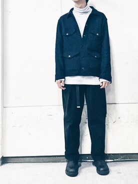 「BLACK&BLUE（ブラックアンドブルー）のアイテム（パンツ）」を使った、coさん（メンズ・173cm）の冬コーディネート