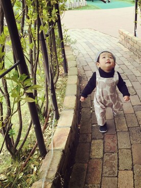 「handmade」｜「アイテム（サロペット/オーバーオール）」を使った、hitomiさん（キッズ・80cm）の秋コーディネート
