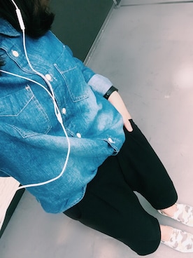 「w closet（ダブルクローゼット）のアイテム（トップス、ブルー系）」を使った、yurikaさん（レディース・155cm）の夏コーディネート