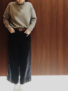 「GU（ジーユー）のアイテム（スウェット、グレー系）」を使った、yurikaさん（レディース・155cm）の冬コーディネート