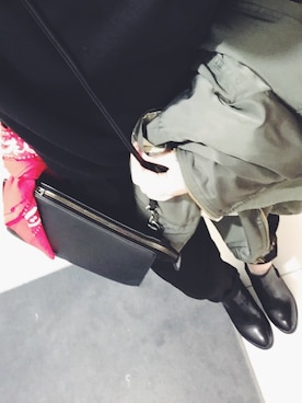 「EMODA（エモダ）のアコーディオンショルダーバッグ（ショルダーバッグ、ブラック系）」を使った、yurikaさん（レディース・155cm）の春コーディネート