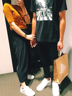 「NANO universe（ナノユニバース）のアイテム（Tシャツ/カットソー、ブラック系）」を使った、yurikaさん（レディース・155cm）の夏コーディネート