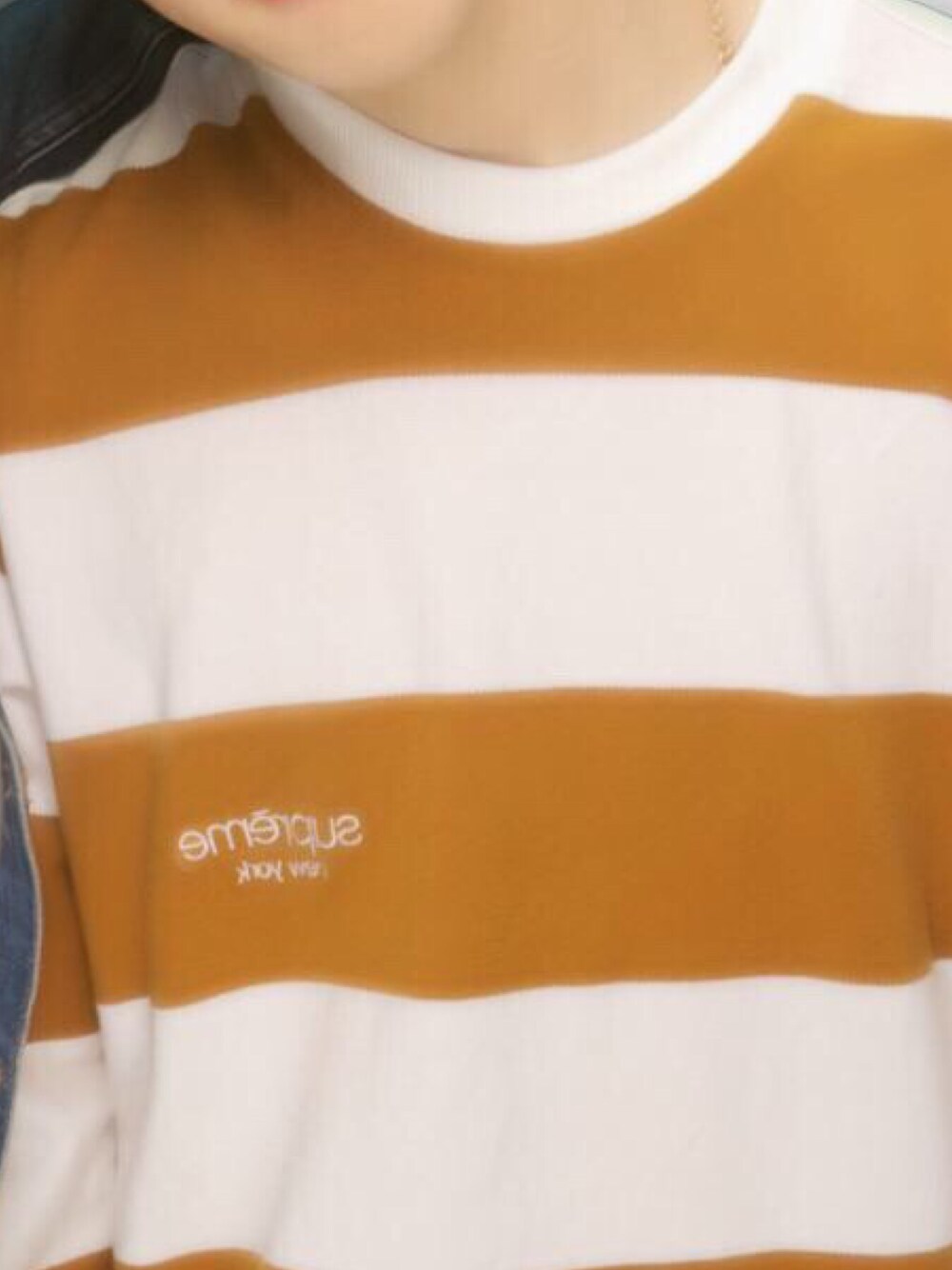 「ボーダートップス」｜「Supreme のアイテム（トップス、その他）」を使った、kounosukeさん（メンズ・170cm）の夏コーディネートの1枚目の写真
