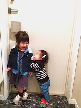「OLD NAVY（オールドネイビー）のアイテム（ブルゾン）」を使った、1124sayokoさん（キッズ・100cm）の冬コーディネート