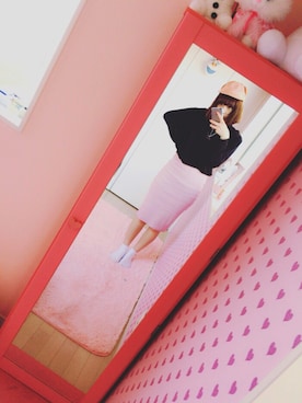 「ZARA（ザラ）のアイテム（スカート、ピンク系）」を使った、くるちゃんさん（レディース・158cm）の春コーディネート