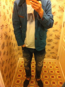 「AIGLE（エーグル）のアイテム（デニムジャケット）」を使った、Dasabala Limさん（メンズ・185cm）の春コーディネート