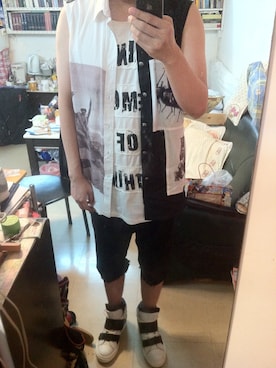 「5cm（ファイブシーエム）のアイテム（シューズ）」を使った、Dasabala Limさん（メンズ・185cm）の秋コーディネート