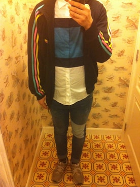 「5cm（ファイブシーエム）のアイテム（パンツ）」を使った、Dasabala Limさん（メンズ・185cm）の冬コーディネート