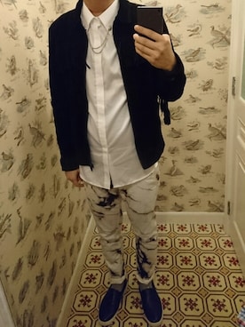 「TOPMAN（トップマン）のアイテム（アクセサリー）」を使った、Dasabala Limさん（メンズ・185cm）の春コーディネート