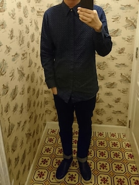 「initial（イニシャル）のアイテム（トップス）」を使った、Dasabala Limさん（メンズ・185cm）の春コーディネート