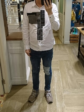 「5cm（ファイブシーエム）のアイテム（パンツ）」を使った、Dasabala Limさん（メンズ・185cm）の夏コーディネート