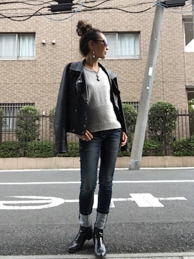 「太めロールアップ」｜yuuuuuiさん（レディース・158cm）の秋コーディネート