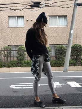 「TOMMY（トミー）のアイテム（ニットキャップ/ビーニー）」を使った、yuuuuuiさん（レディース・158cm）の秋コーディネート