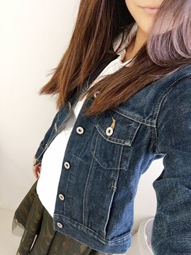 「迷彩スカート」｜「アイテム（ジャケット/アウター）」を使った、yuuuuuiさん（レディース・158cm）の春コーディネート