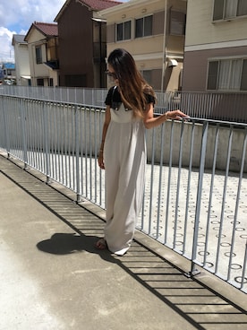 「アイテム（つなぎ/オールインワン、ベージュ系）」を使った、yuuuuuiさん（レディース・158cm）の夏コーディネート