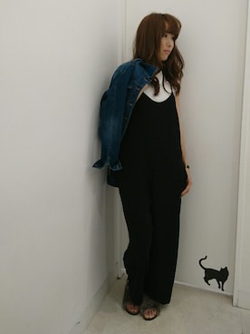 「ノースリーブニット」｜「アイテム（つなぎ/オールインワン）」を使った、KOZUUさん（レディース・162cm）の夏コーディネート