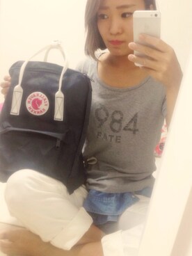 「SLOBE IENA（スローブイエナ）の1984 S/S Tシャツ。（Tシャツ/カットソー、グレー系）」を使った、ひーちゃんさん（レディース・153cm）の夏コーディネート