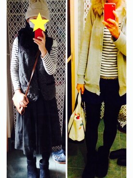 「ベルメゾンのアイテム（Tシャツ/カットソー、ホワイト系）」を使った、tomokoさん（レディース・164cm）の秋コーディネート